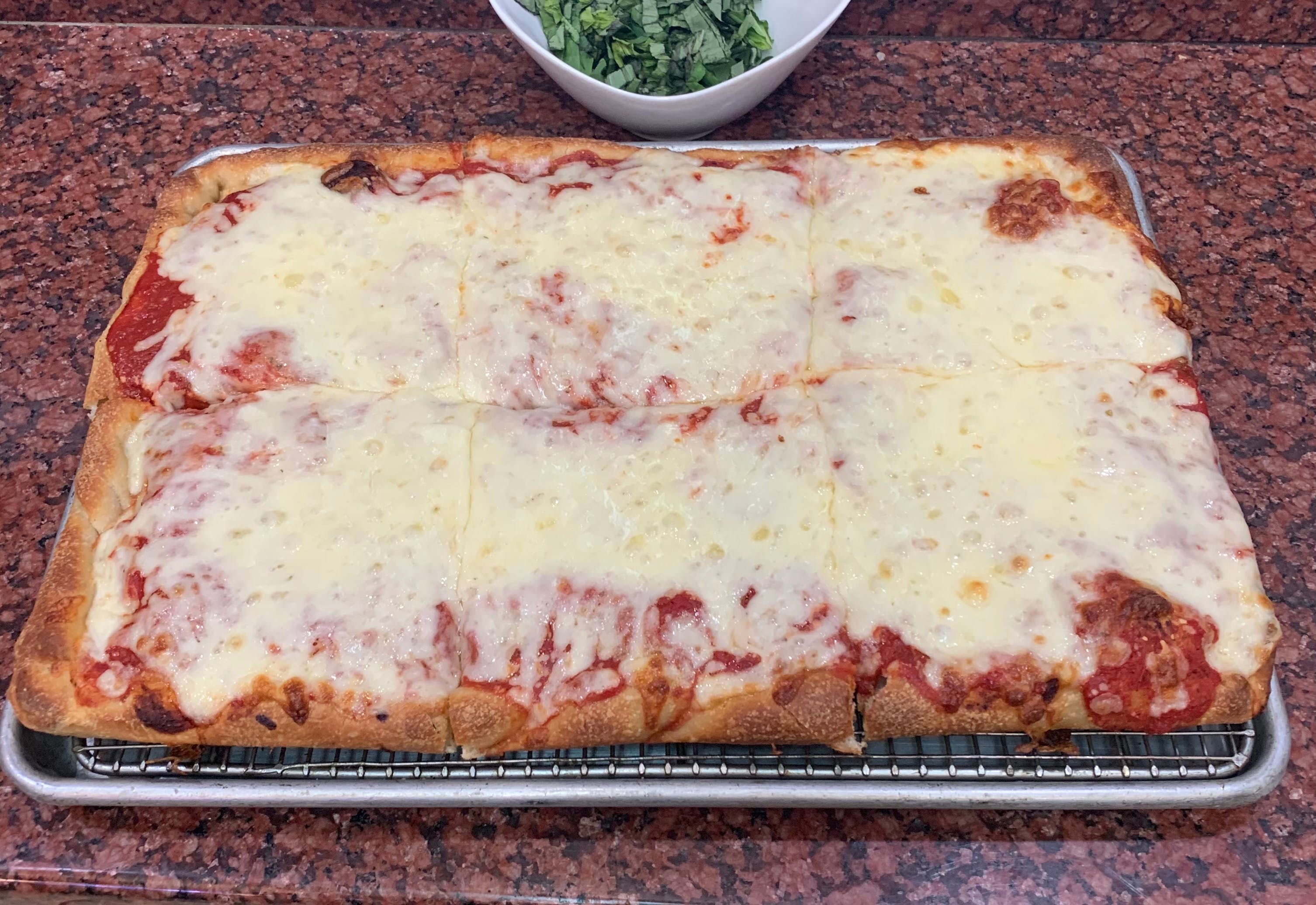 Order Sicilian Cheese Pizza - 12"x18" (10 Slices) food online from Fusilli store, Miller Place on bringmethat.com