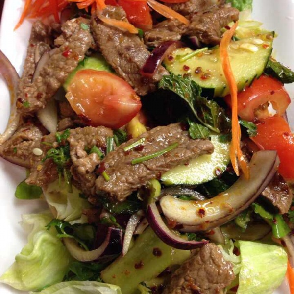 Order Spicy Beef Salad food online from Chao Doi Thai Restaurant store, Pasadena on bringmethat.com