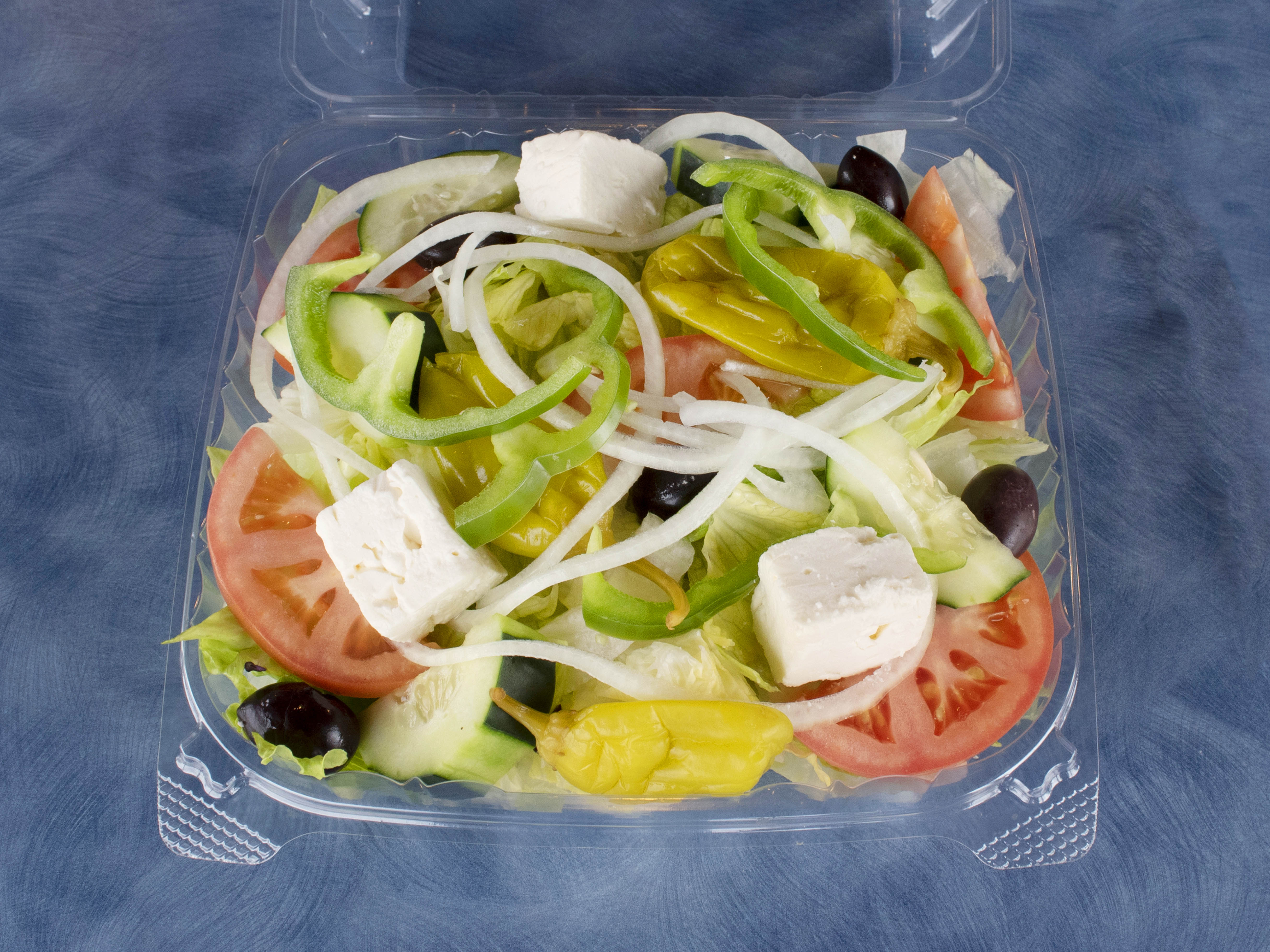 Order Greek Salad food online from Pluto's Beef & Hot Dogs store, Oak Lawn on bringmethat.com