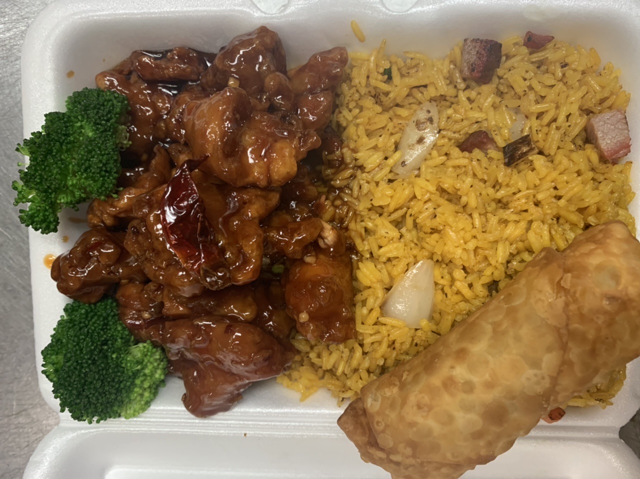 Order C11. Orange Chicken Combo Platter food online from China Cafe store, Alexandria on bringmethat.com