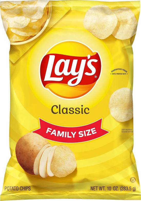Order Lay's · Classic Potato Chips Family Size (10 oz) food online from Mesa Liquor store, Mesa on bringmethat.com