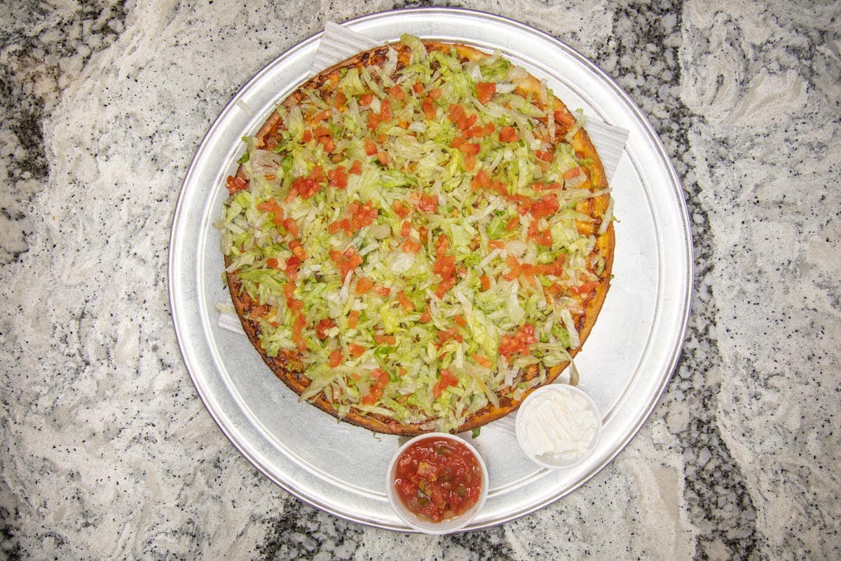Order Taco Pizza - Small 9" food online from Topshelf Pizza & Pub store, Muskegon on bringmethat.com