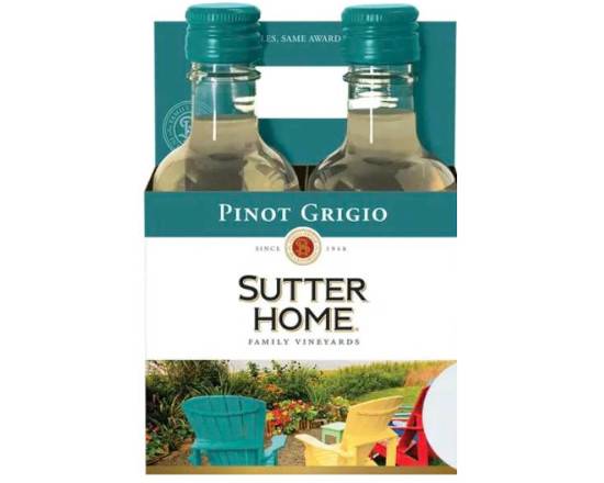 Order Sutter Home Family Vineyards Pinot Grigio, 4pk 187mL wine (13.5% ABV) food online from Cold Spring Liquor store, Liberty Hill on bringmethat.com