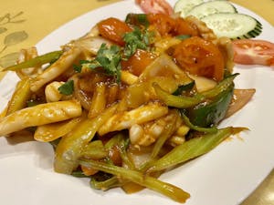 Order 51. Mực Xào Chua Cay - Lightening Squid food online from Present Restaurant store, Falls Church on bringmethat.com