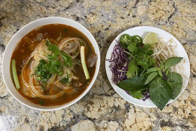 Order Hue Style Beef Noodle Soup (bun bo hue) food online from 102 Pho & Banh Mi store, Okemos on bringmethat.com