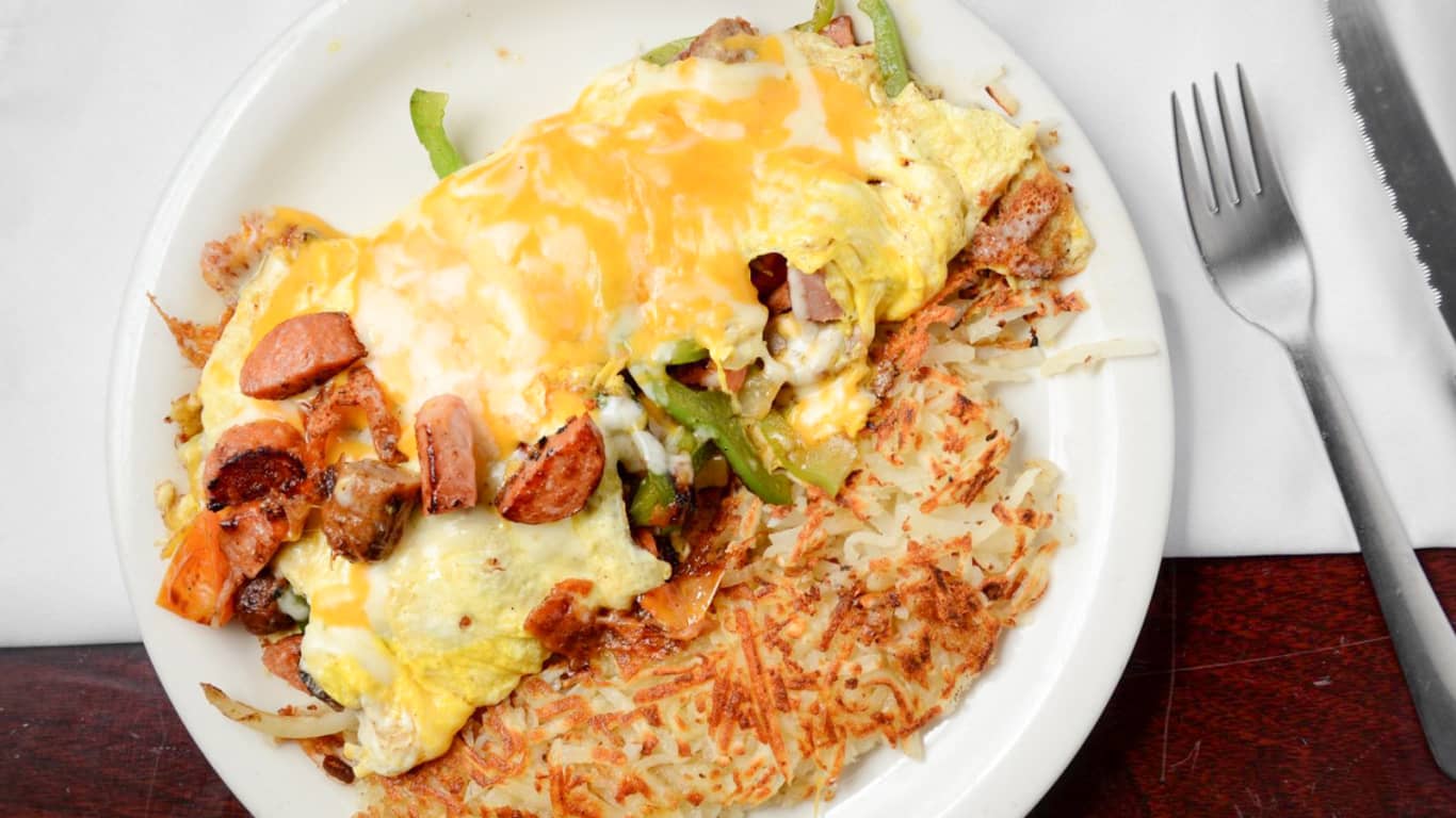 Order Hugo's Special Omelette food online from Flo Farmhouse Cafe store, Riverside on bringmethat.com