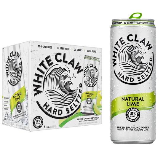 Order White Claw Natural Lime, 6pk-12oz can hard seltzer (5.0% ABV) food online from Mimi Liquor store, Joliet on bringmethat.com