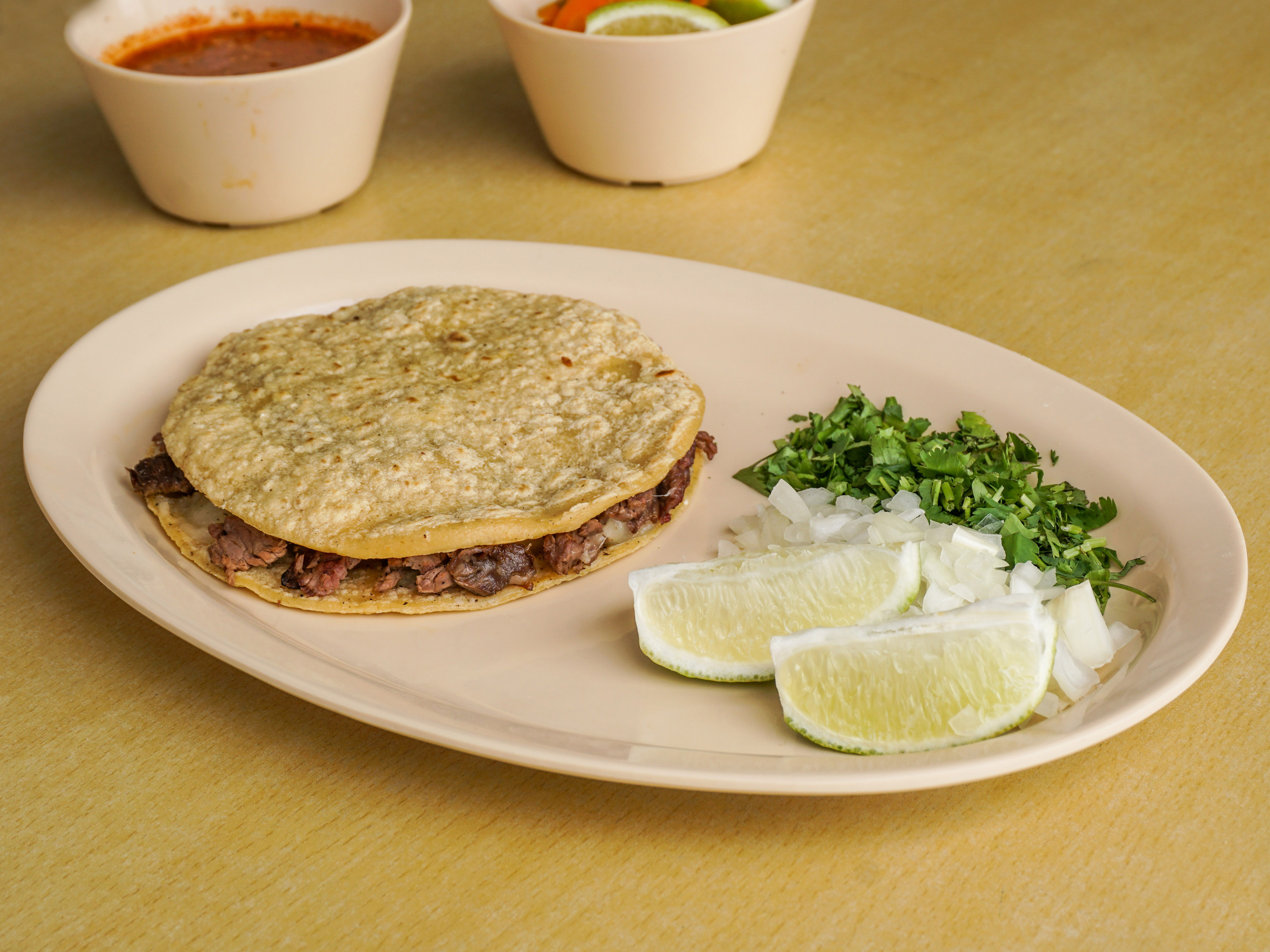 Order Maiz Quesadilla con Carne food online from La Takiza store, Vista on bringmethat.com