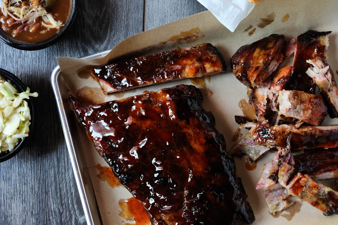 Order St. Louis Ribs, Half Slab food online from Red Hot & Blue store, North Richland Hills on bringmethat.com