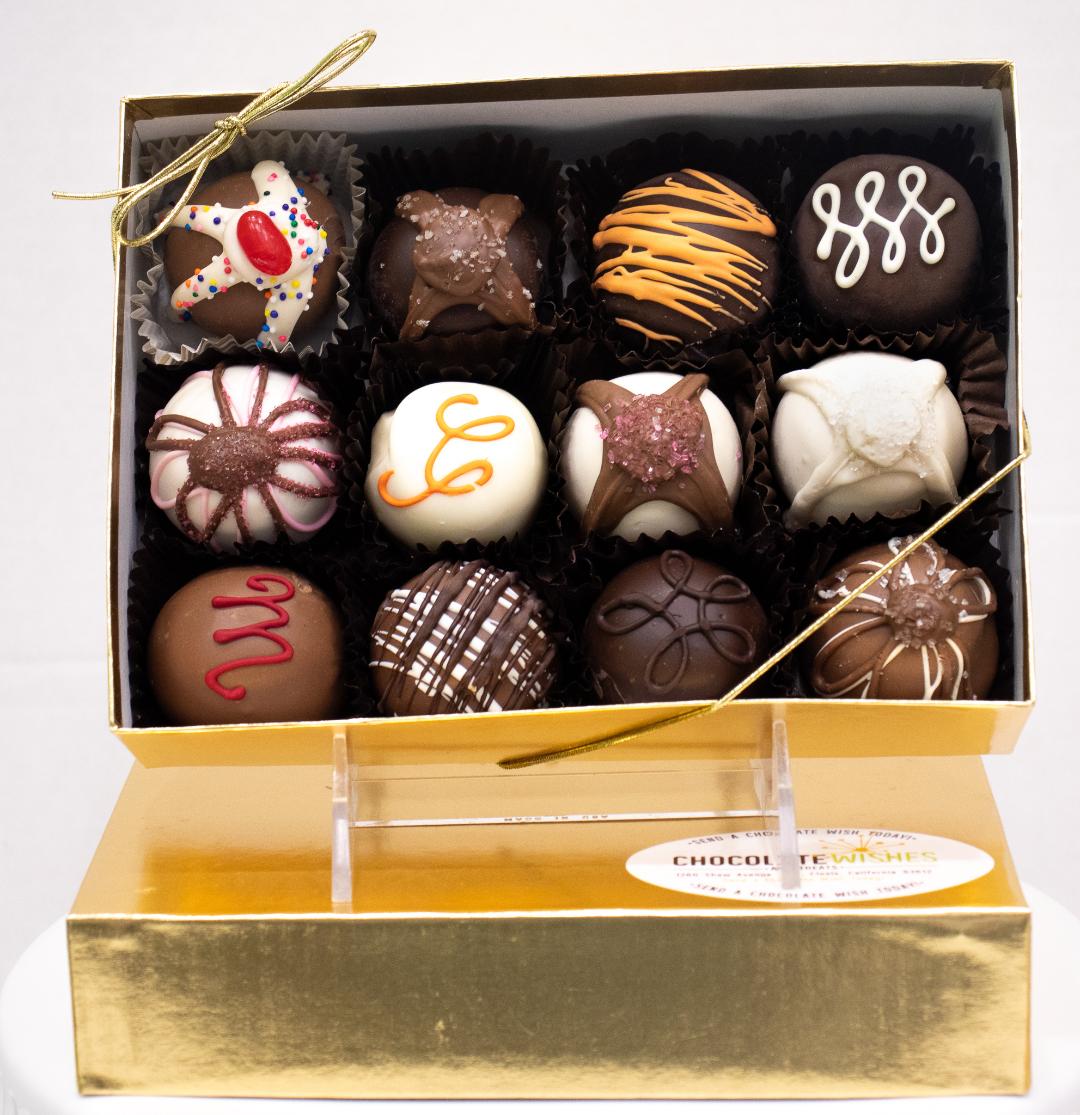 Order 12 piece Truffle food online from Chocolate Wishes And Treats store, Clovis on bringmethat.com