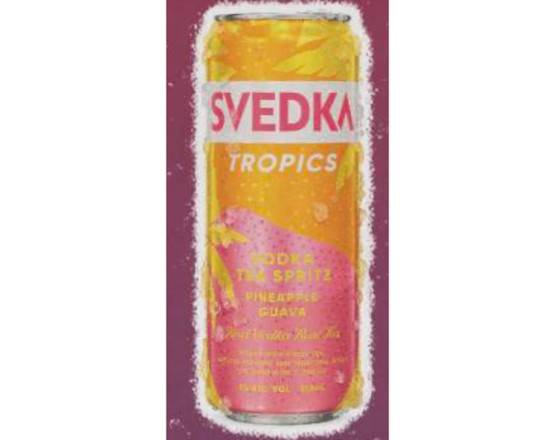 Order Svedka Tropics Tea Spritz Pineapple Guava, 4pk 12oz cans (5.0% ABV) food online from Cold Spring Liquor store, Liberty Hill on bringmethat.com