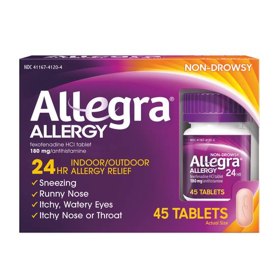 Order Allegra 24 Hour Allergy Relief Tablets Prescription Strength Non-Drowsy 180mg (45 ct) food online from Rite Aid store, BUTLER on bringmethat.com