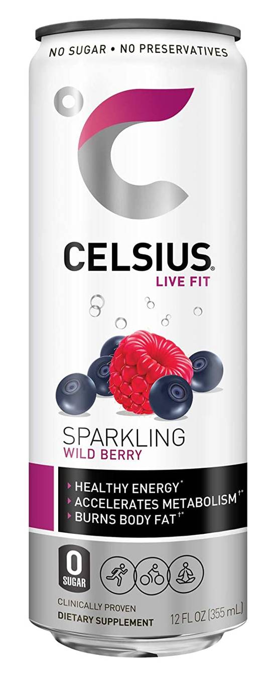 Order Celsius Sparkling Wild Berry Fitness Drink Zero Sugar food online from Deerings Market store, Traverse City on bringmethat.com