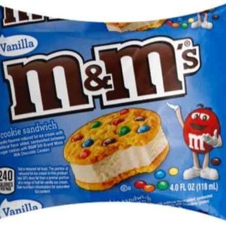 Order M&M's Vanilla Ice Cream Cookie Sandwich (4 oz) food online from Goodees Cravings store, Marietta on bringmethat.com
