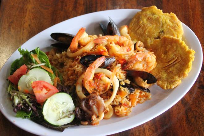 Order Arroz con mariscos food online from Aroma Cafe store, Springfield on bringmethat.com