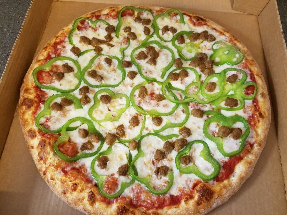 Order 2-Toppings Pizza - Mini 8" food online from Red Baron Pizza store, Barstow on bringmethat.com