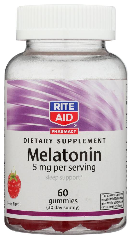 Order Rite Aid Melatonin Gummies 5 mg (60 ct) food online from Rite Aid store, Palm Desert on bringmethat.com