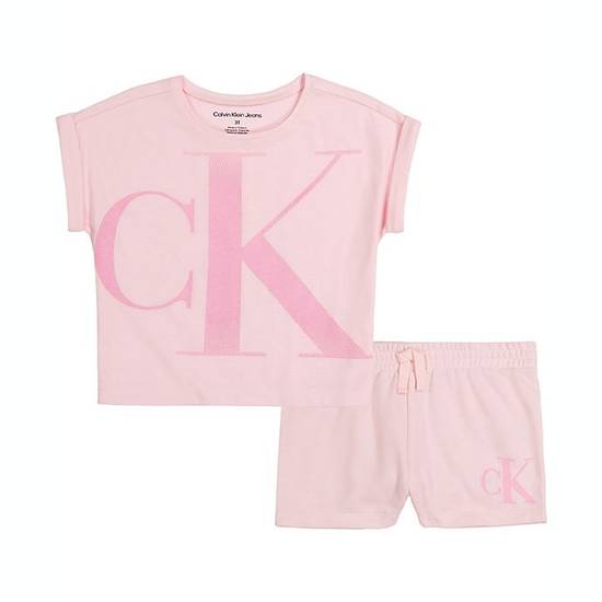 Order Calvin Klein Size 18M 2-Piece Shirt and Short Set in Pink food online from Bed Bath & Beyond store, Lancaster on bringmethat.com