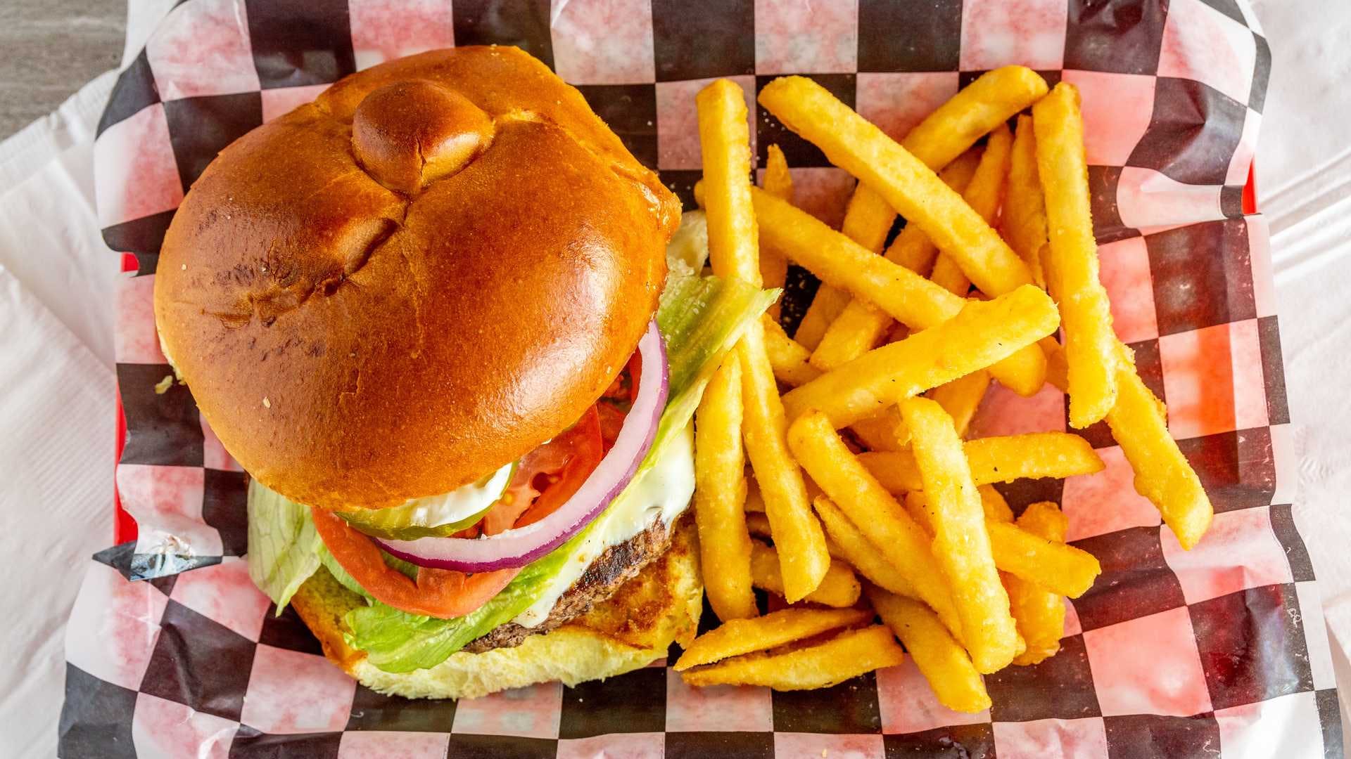 Order California Style Burger - Burger food online from Big Woodys Pizza store, Allentown on bringmethat.com