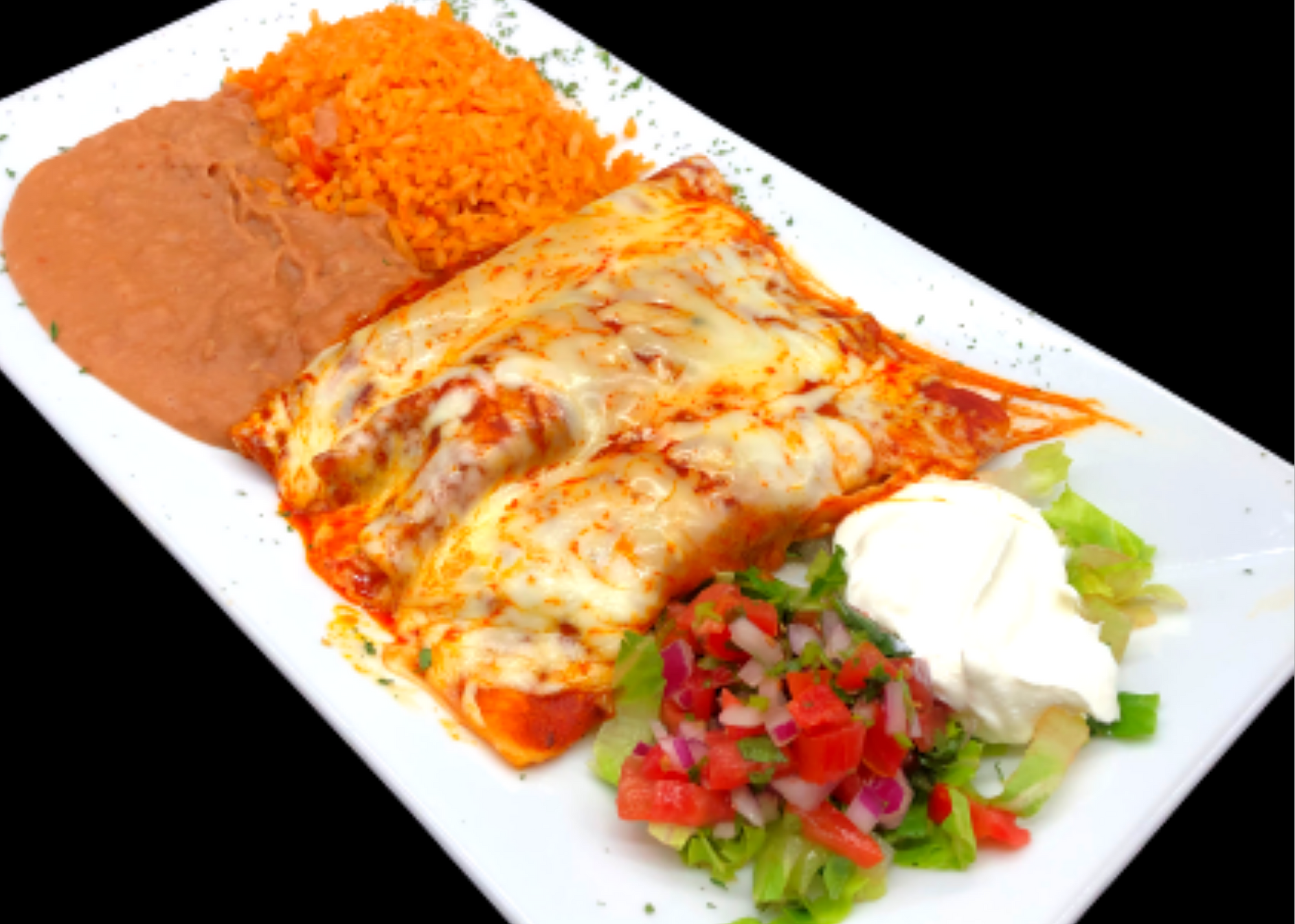 Order Enchiladas Rojas with Chicken food online from Salsa Y Brasa Restaurant store, New Rochelle on bringmethat.com