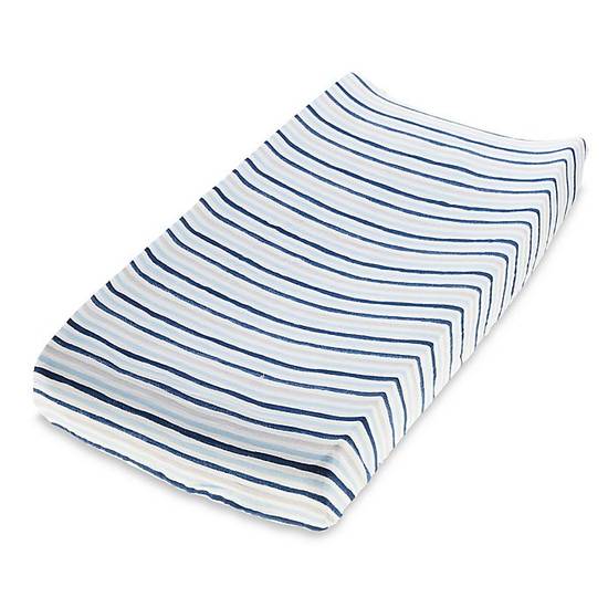 Order aden + anais™ essentials Denim Wash Cotton Muslin Changing Pad Cover in Blue food online from Buybuy Baby store, Christiana on bringmethat.com