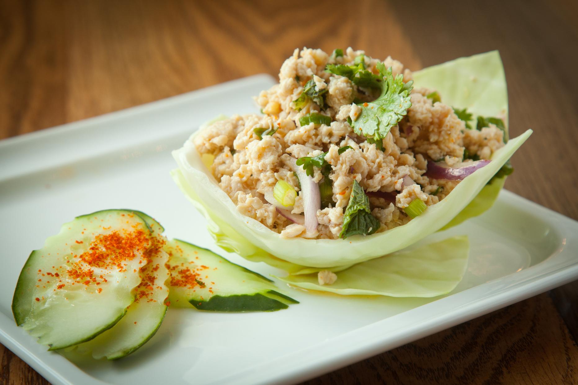 Order Minced Chicken Salad - larb gai food online from PakPao Thai  store, Dallas on bringmethat.com