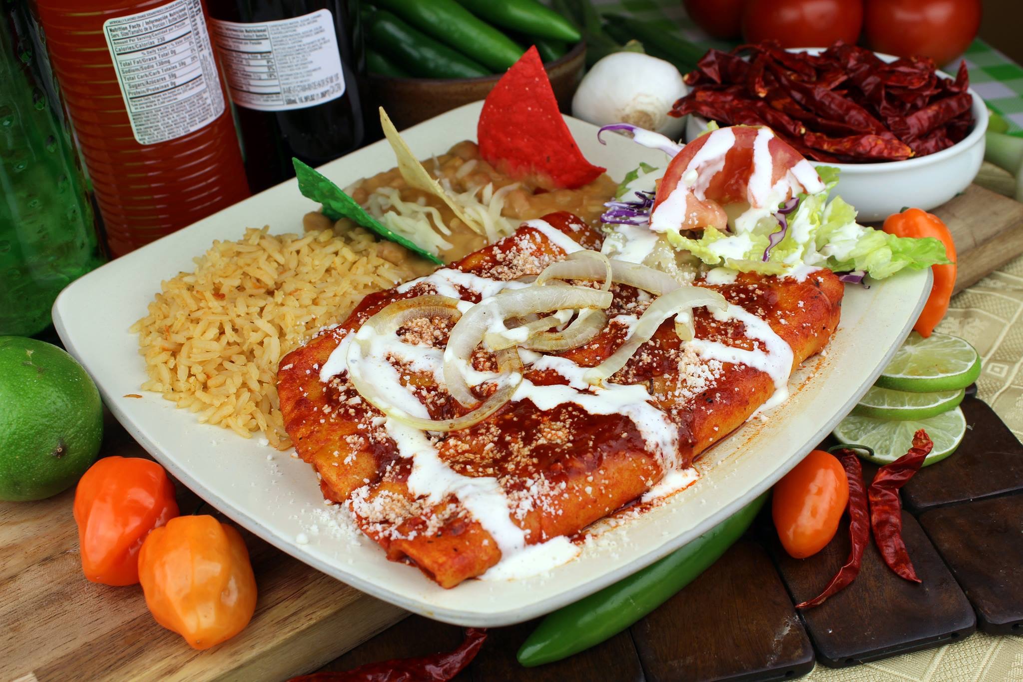 Order Red cheese enchiladas food online from Que Buena Taqueria store, Whittier on bringmethat.com