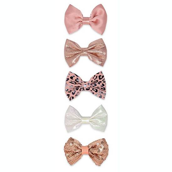 Order Khristie® 5-Pack Assorted Textured Bow Hair Clips food online from Bed Bath & Beyond store, Lancaster on bringmethat.com