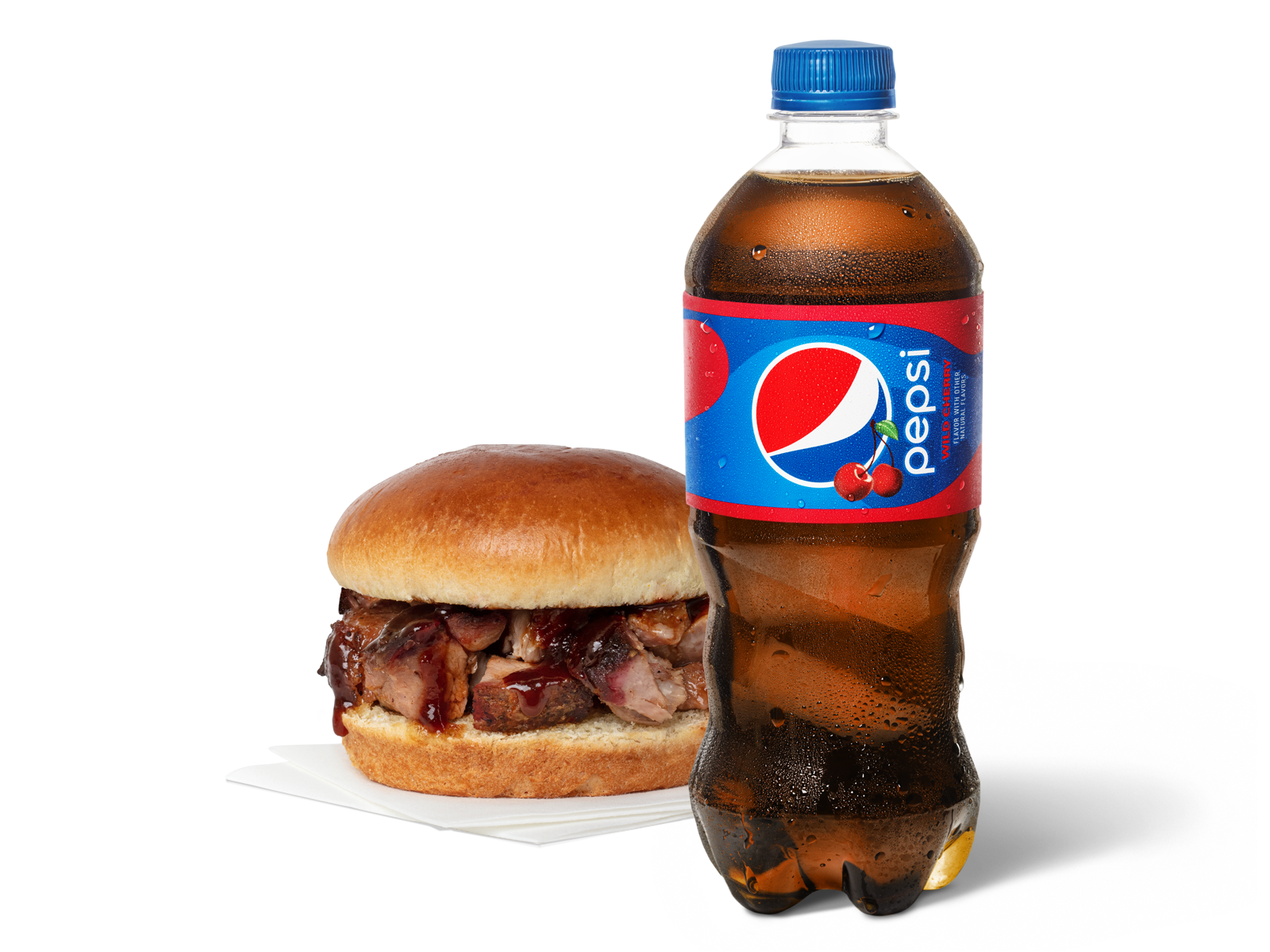 Order Slow-Smoked Chopped Pork Sandwich & Pepsi Cherry food online from Pep Place store, Yuma on bringmethat.com