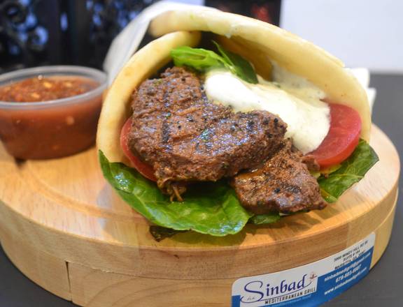 Order Shish Kabob Wrap food online from Sinbad Mediterranean Grill store, Atlanta on bringmethat.com