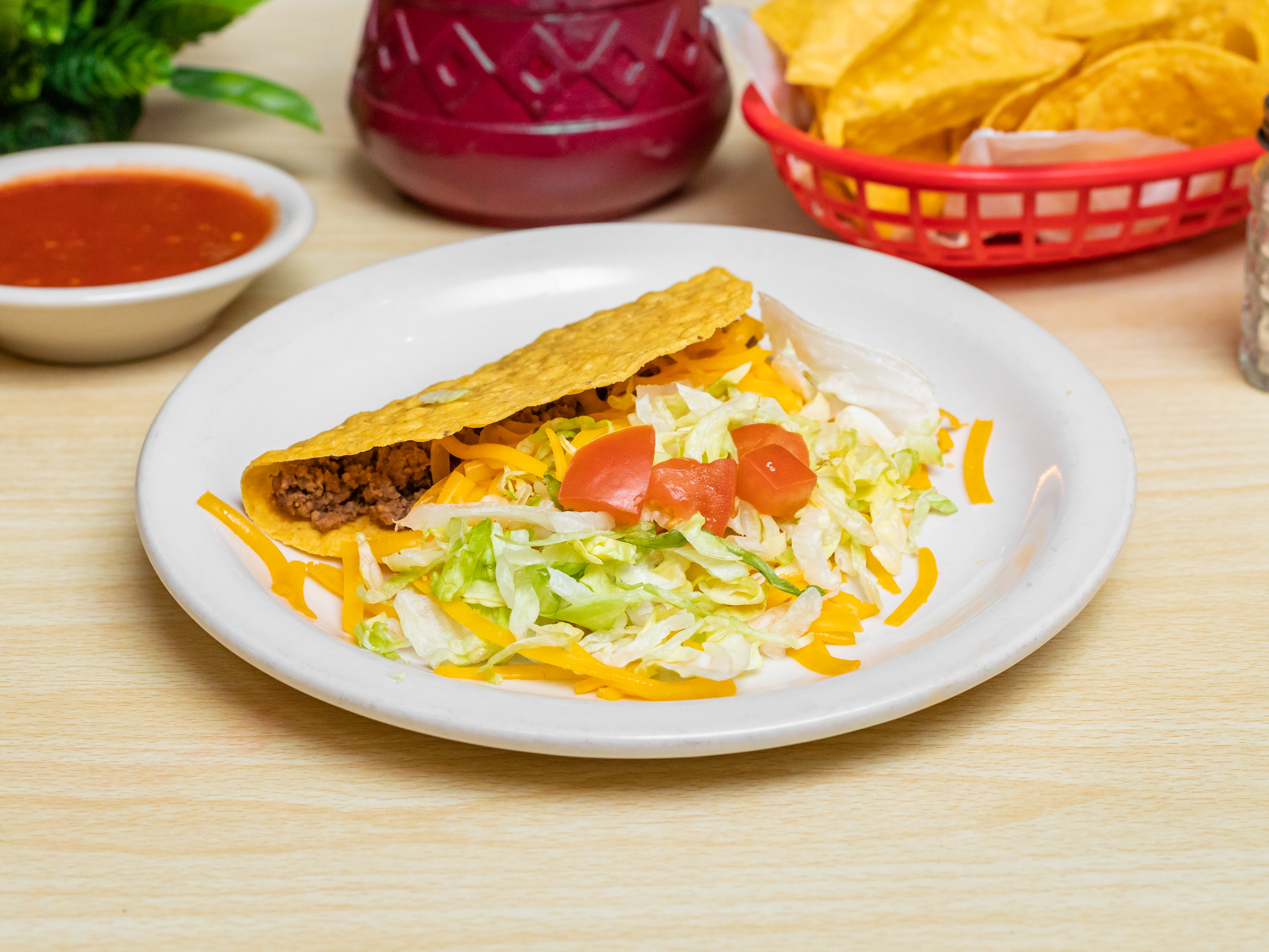 Order Beef Hard Shell Taco food online from Alberto Mexican Restaurant store, Greeley on bringmethat.com