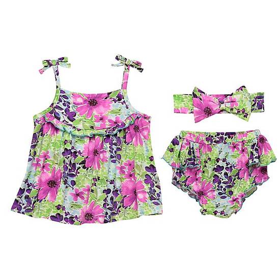 Order Baby Starters® Newborn 3-Piece Floral Dress, Diaper Cover, and Headband Set in Blue food online from Bed Bath & Beyond store, Lancaster on bringmethat.com