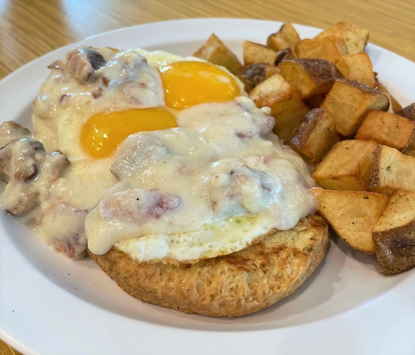 Order Biscuit and Gravy Breakfast food online from Monkey Business Cafe store, Fullerton on bringmethat.com