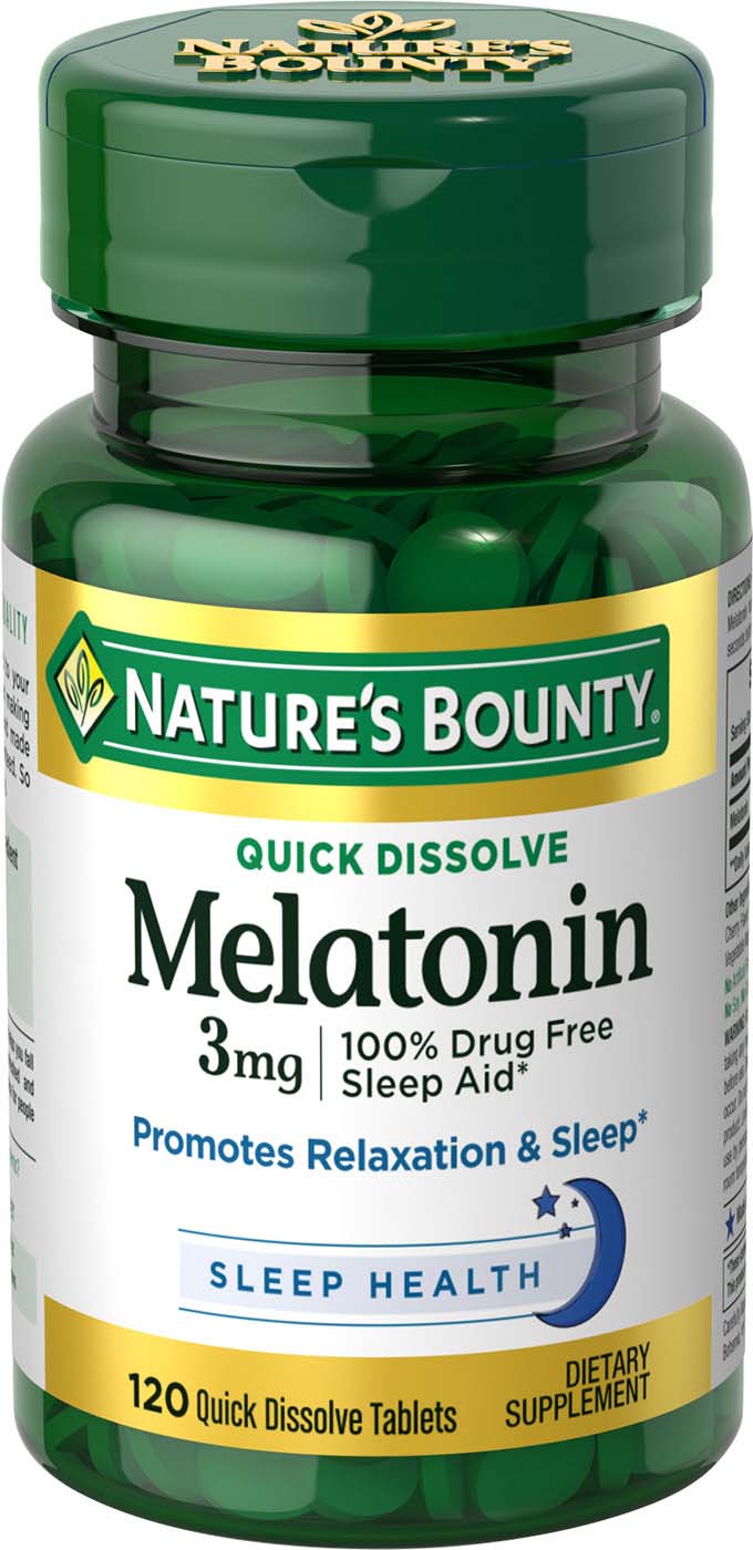 Order Nature's Bounty Melatonin Sleep Aid Tablets - 3mg, 120 ct food online from Bartell store, Edmonds on bringmethat.com