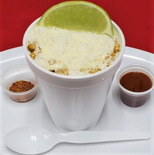 Order Corn in a Cup food online from 3 Aguilas Taqueria store, Denton on bringmethat.com