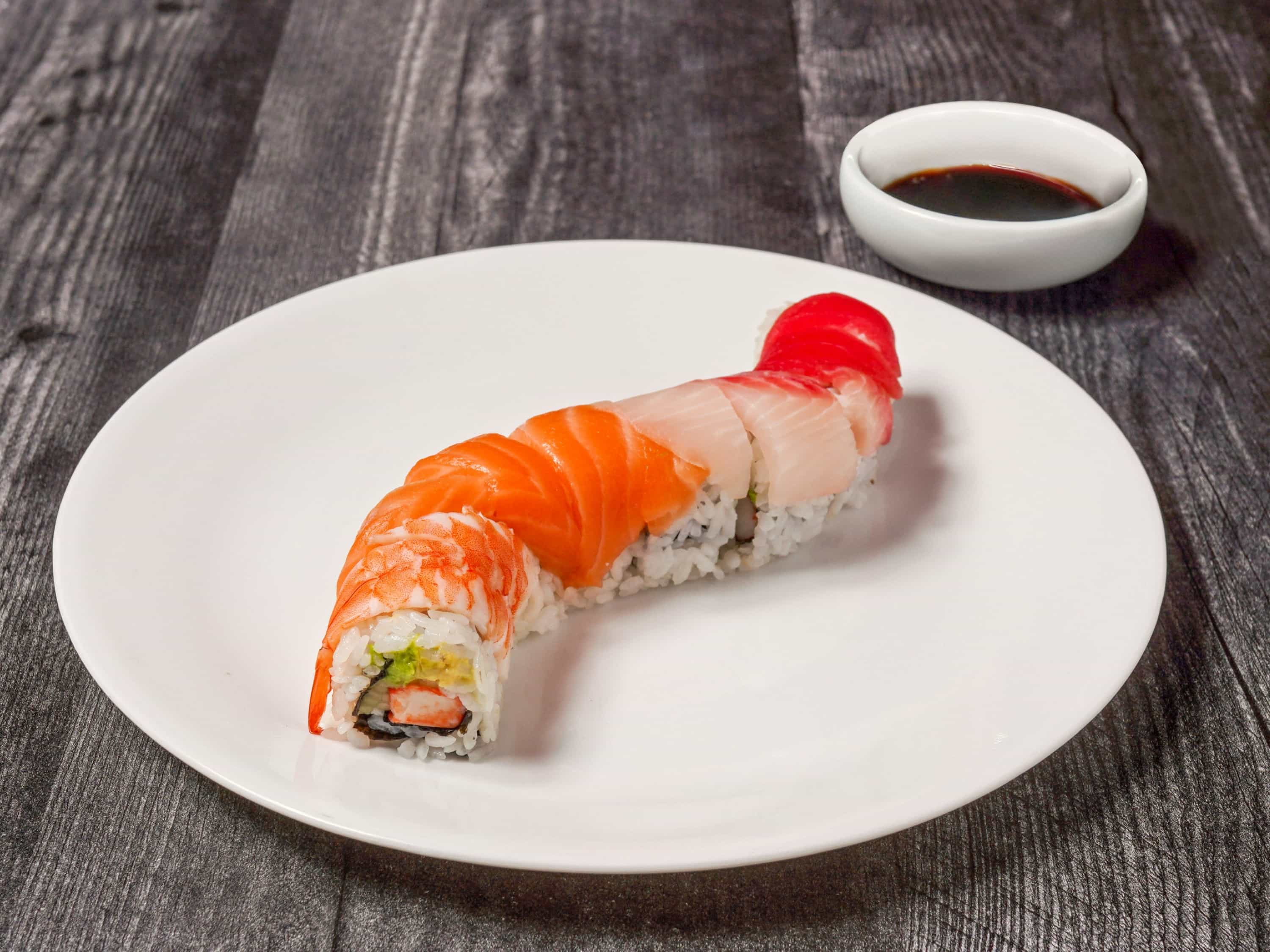Order Rainbow Roll food online from Sushi Express store, Park Ridge on bringmethat.com