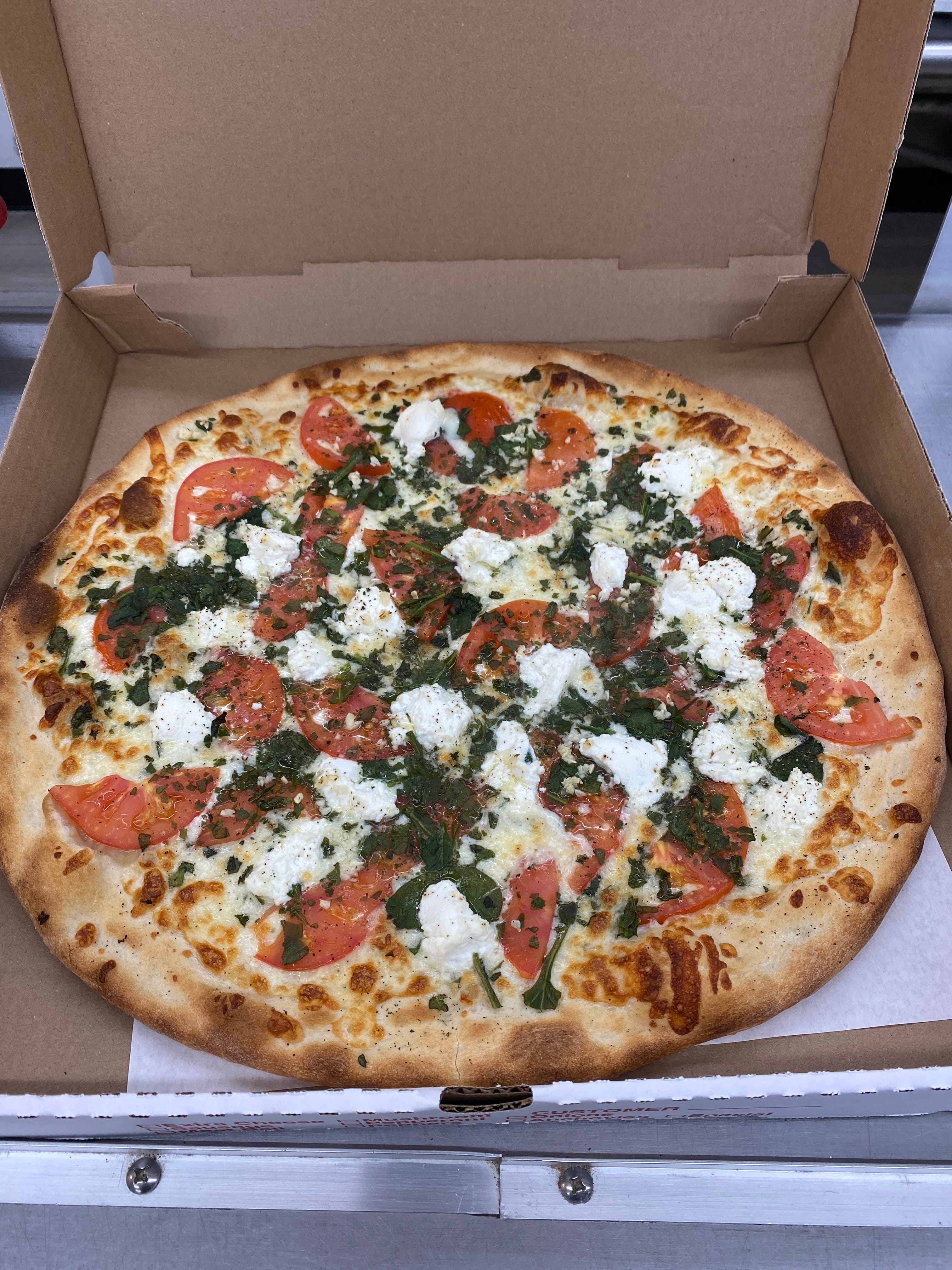 Order White Pizza - Small 14'' food online from Andre's Pizza store, Oxford on bringmethat.com