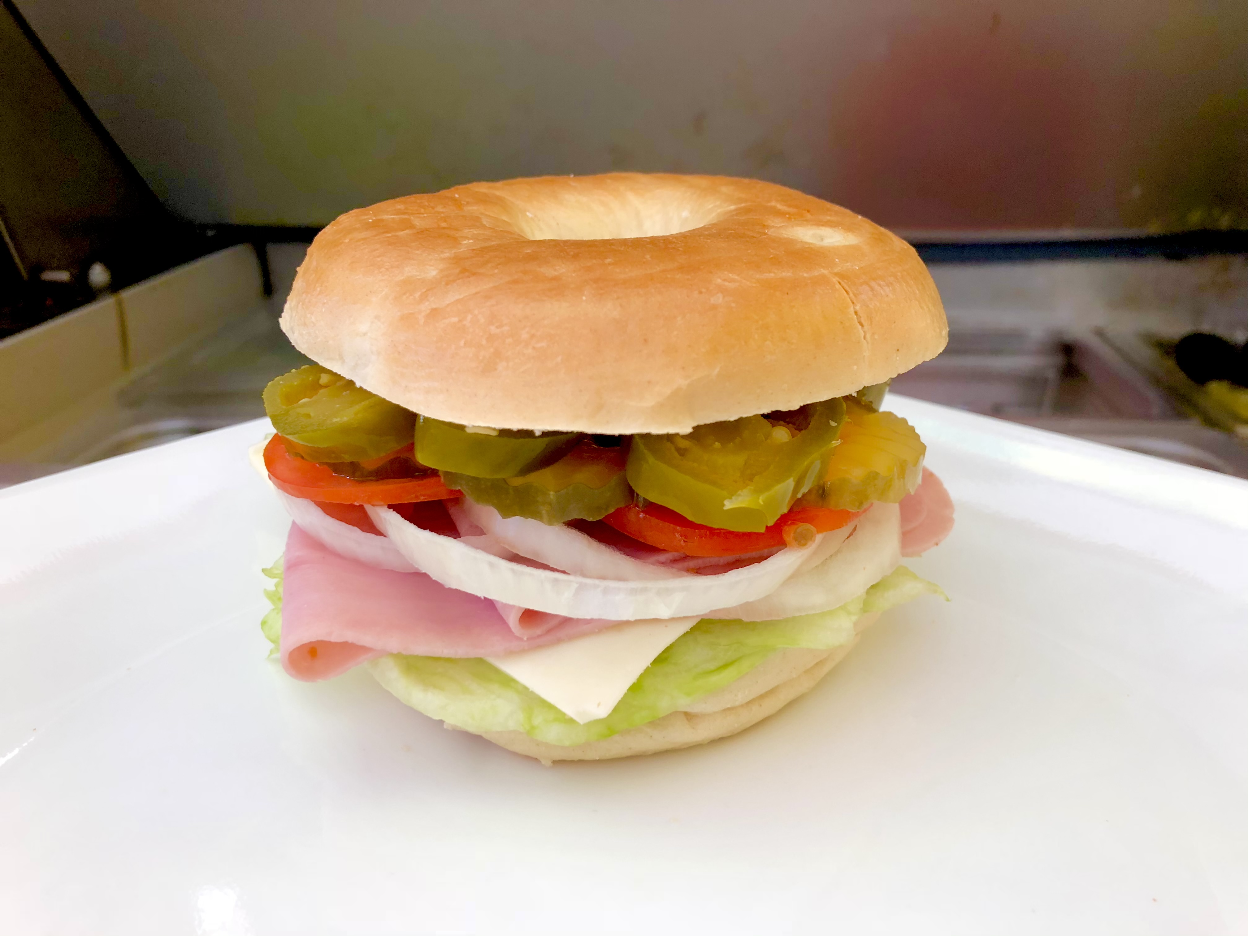 Order L-2 Ham & Cheese Bagel food online from K-Inn Donuts store, Paramount on bringmethat.com