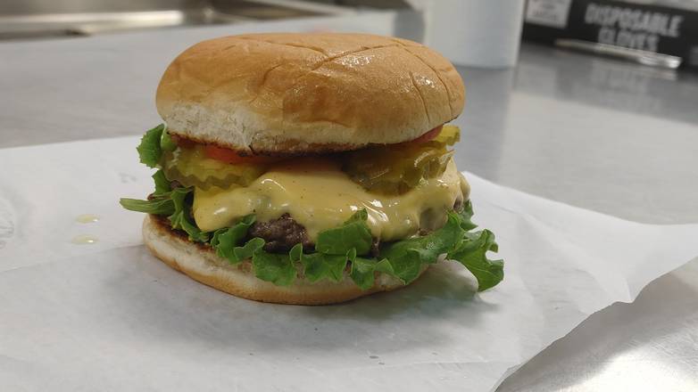 Order Cheeseburger food online from Burgers Near Me store, Crosby on bringmethat.com