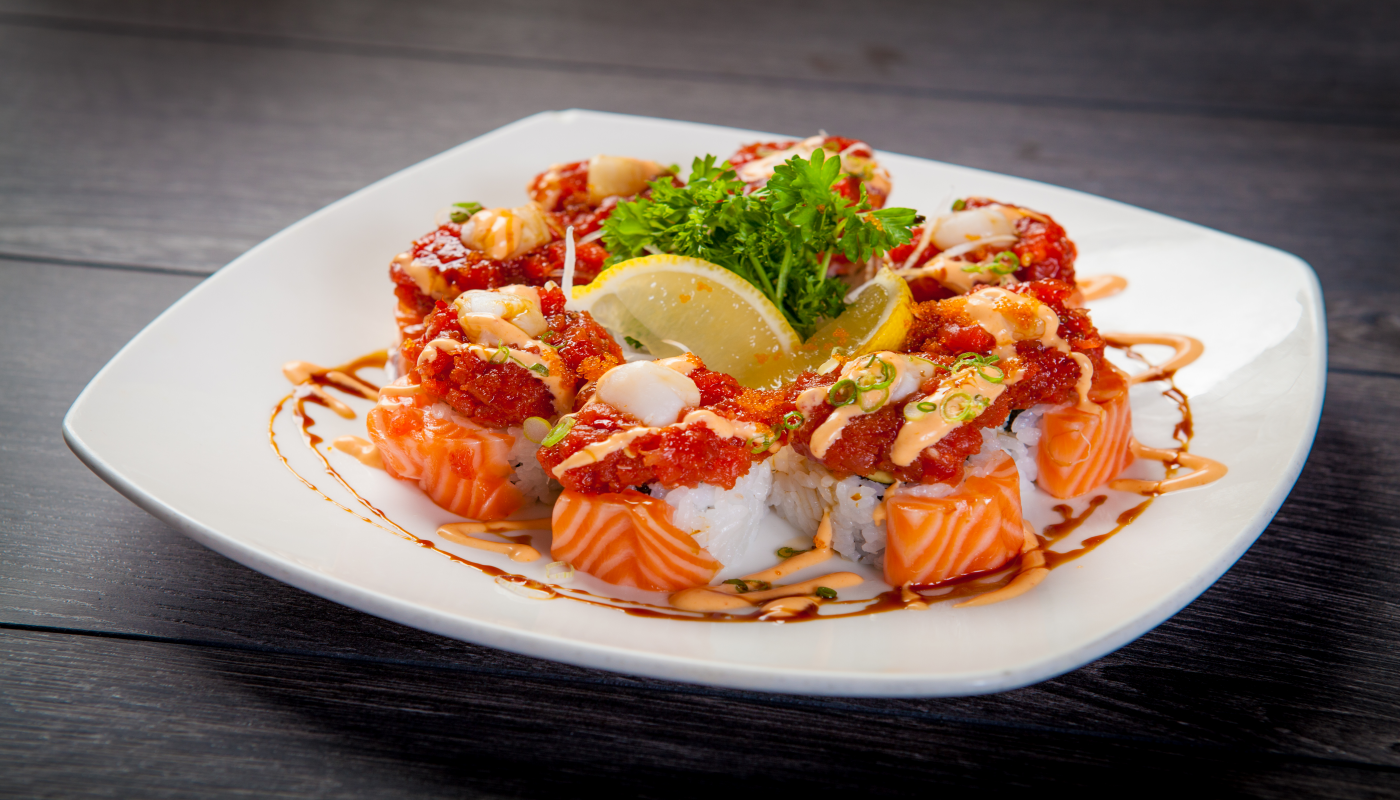 Order SS4. Salmon Epic Roll food online from Starfish Sushi store, Downey on bringmethat.com