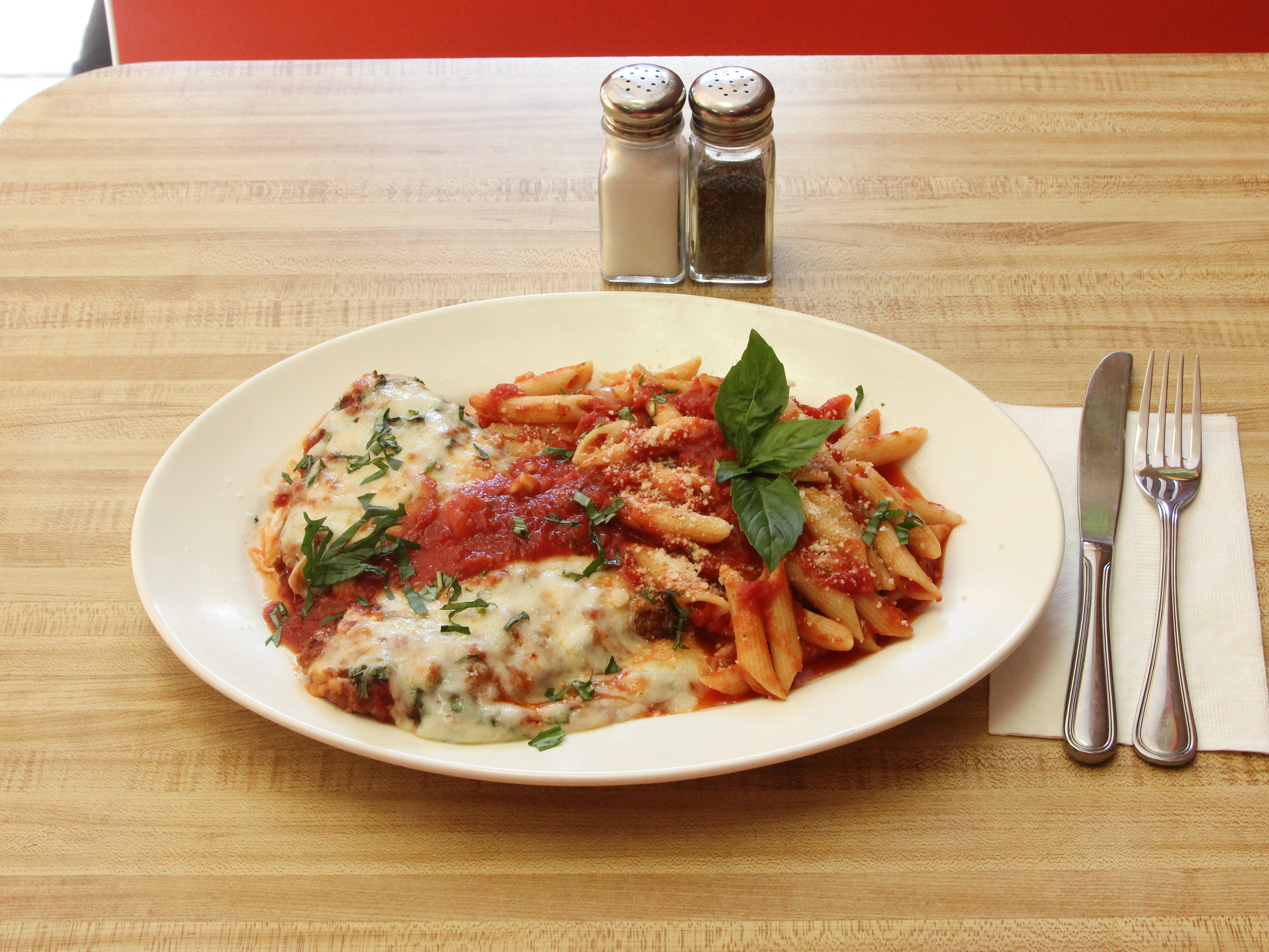 Order Chicken Parmigiana Dinner food online from Chris Pizza store, Rutherford on bringmethat.com