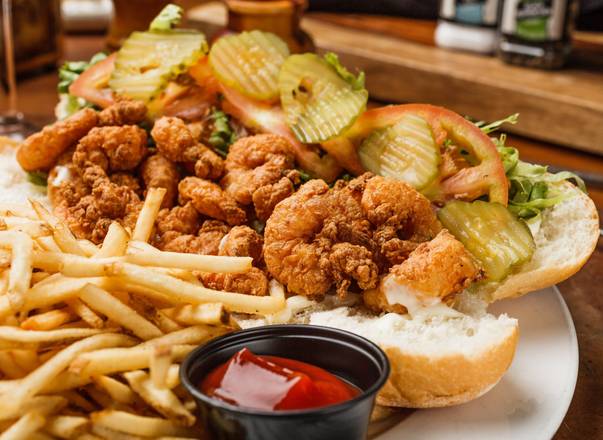 Order Shrimp Po' boy Sandwich food online from Capital City Grill Downtown store, Baton Rouge on bringmethat.com