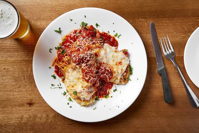 Order Chicken Parmesan food online from Moretti Ristorante & Pizzeria store, Lake in the Hills on bringmethat.com