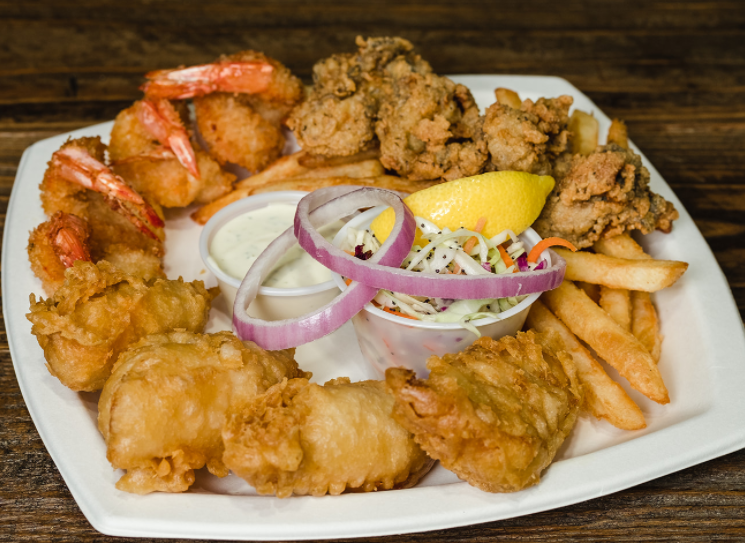Order 4 oysters, 4 shrimps, 4 fish & fries - Combo food online from Snoopy Pier store, Corpus Christi on bringmethat.com