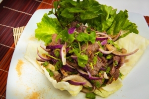 Order SS4 - Num Tok / Beef Salad food online from Saigon Cafe store, Lawrenceville on bringmethat.com