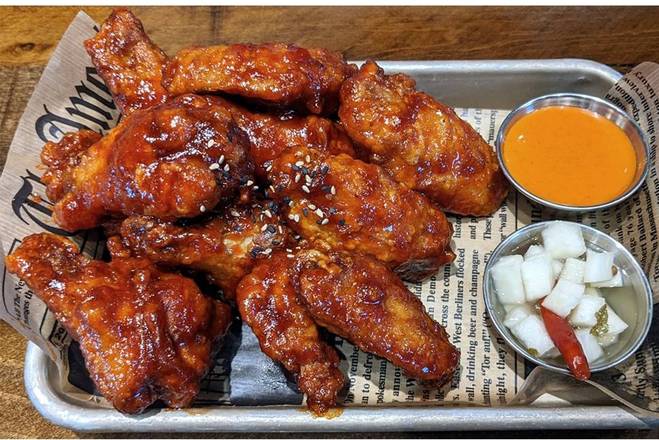 Order Original Sweet Sour Spicy Wing (10 pc) 오리지날 맛 닭날개 10개 food online from Spoon sticks store, Massapequa on bringmethat.com