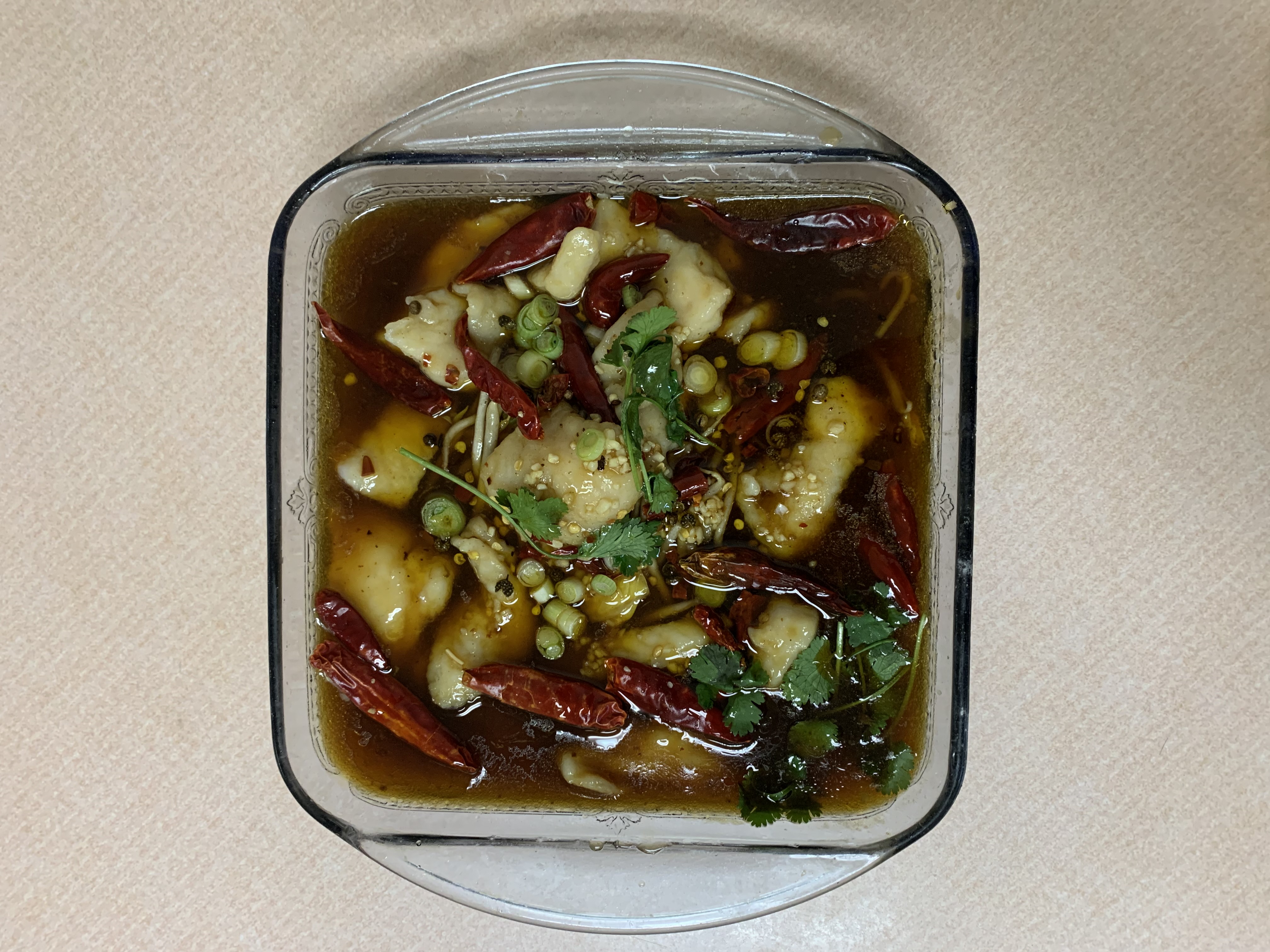 Order Boiled Cod Fillet in Hot Chili Oil 水煮魚 food online from Maple Restaurant store, San Francisco on bringmethat.com