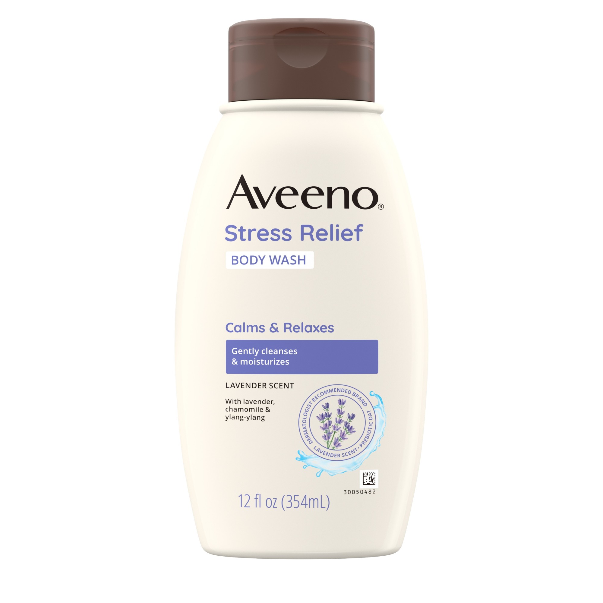Order Aveeno Stress Relief Body Wash - Lavender & Chamomile, 12 fl oz food online from Bartell store, Edmonds on bringmethat.com