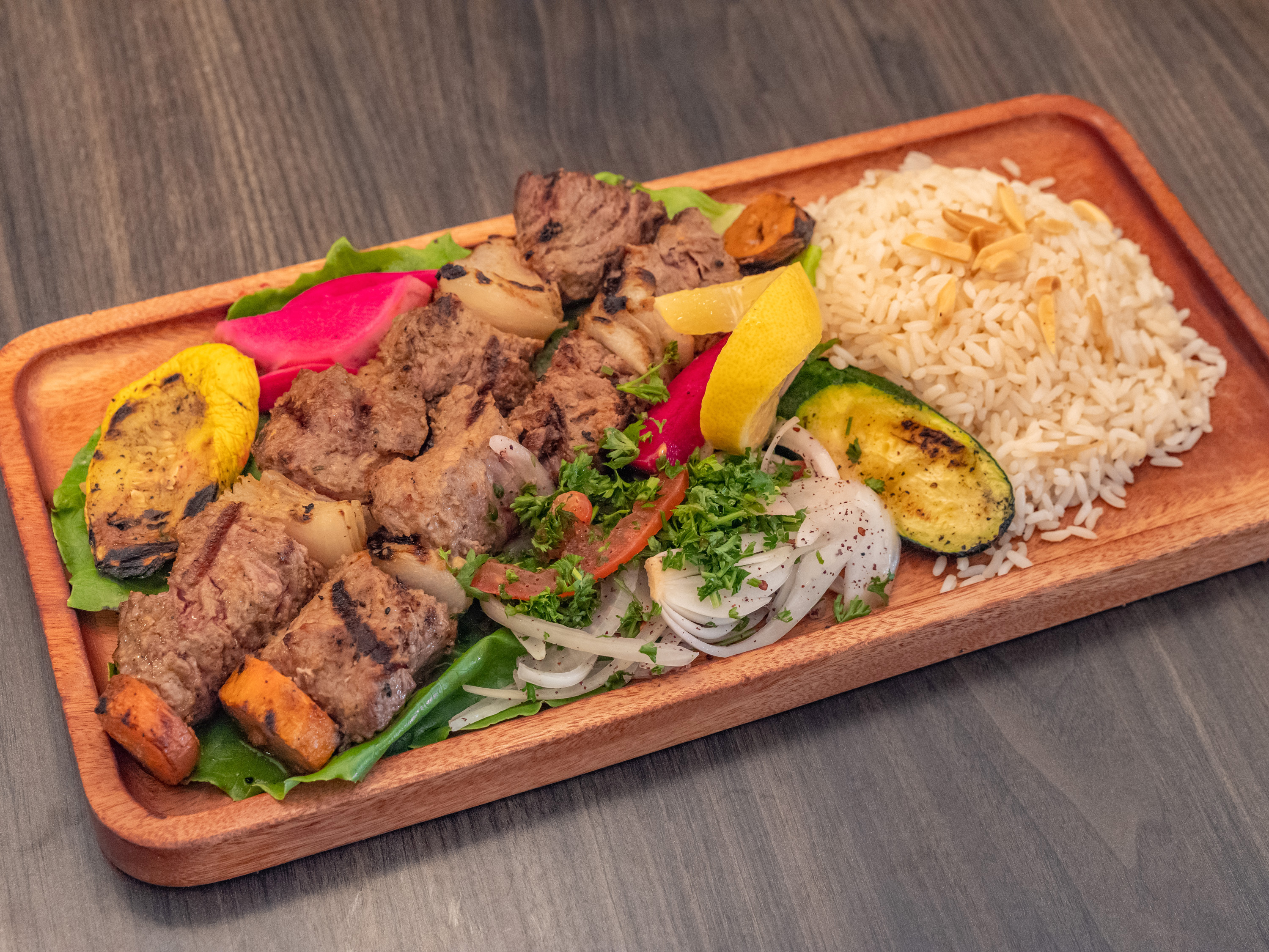Order Shish Kabob Lunch food online from Alloush Grill store, Livonia on bringmethat.com