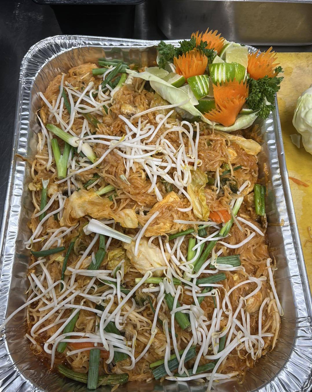 Order Pad Thai Party tray (Serving 8-10 persons) food online from Sa-Wad-Dee Thai Restaurant store, Meridian on bringmethat.com